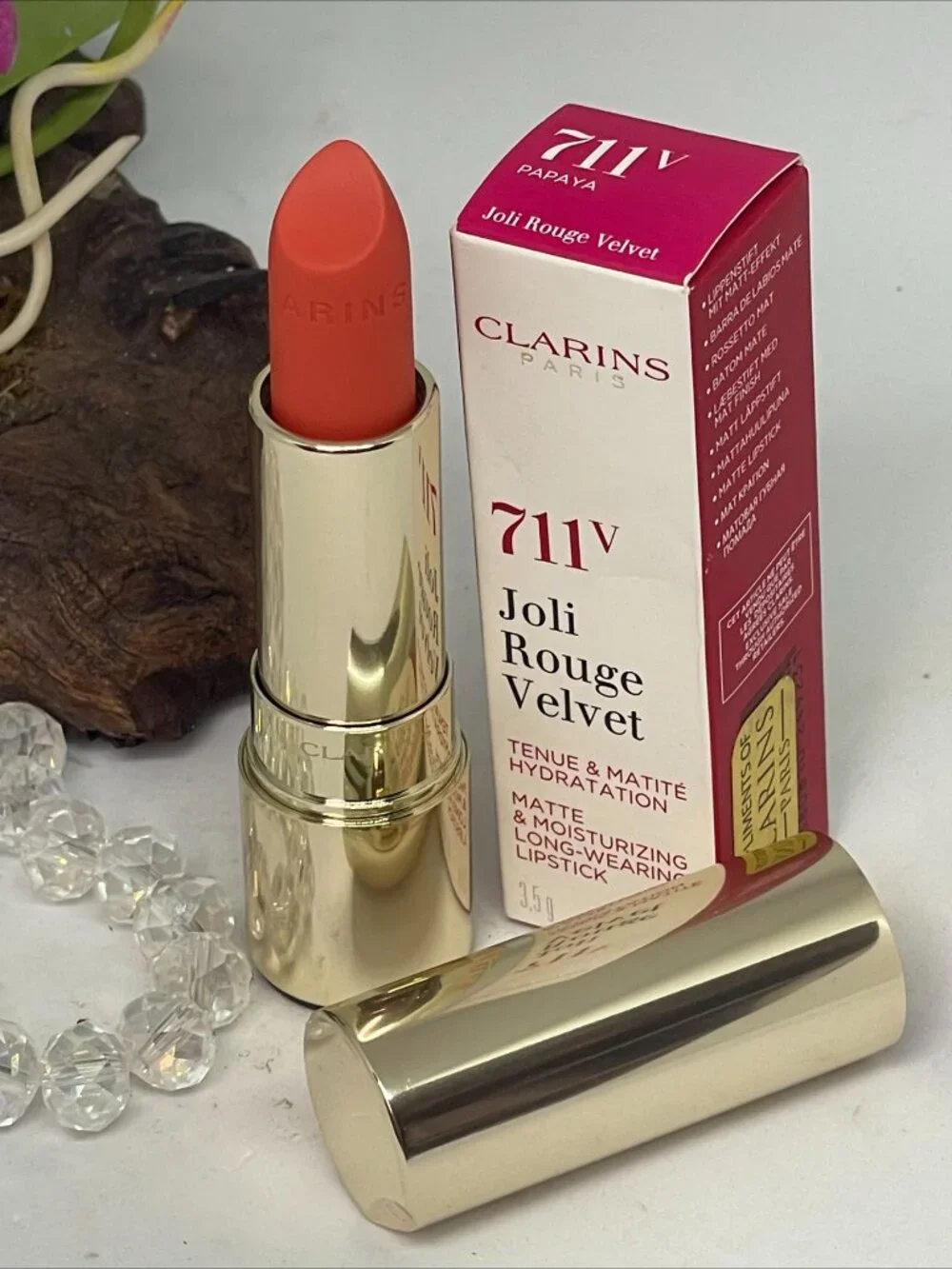 Clarins Joli Rouge Velvet Matte & Moisturizing Lipstick-711v Papaya - New in Box